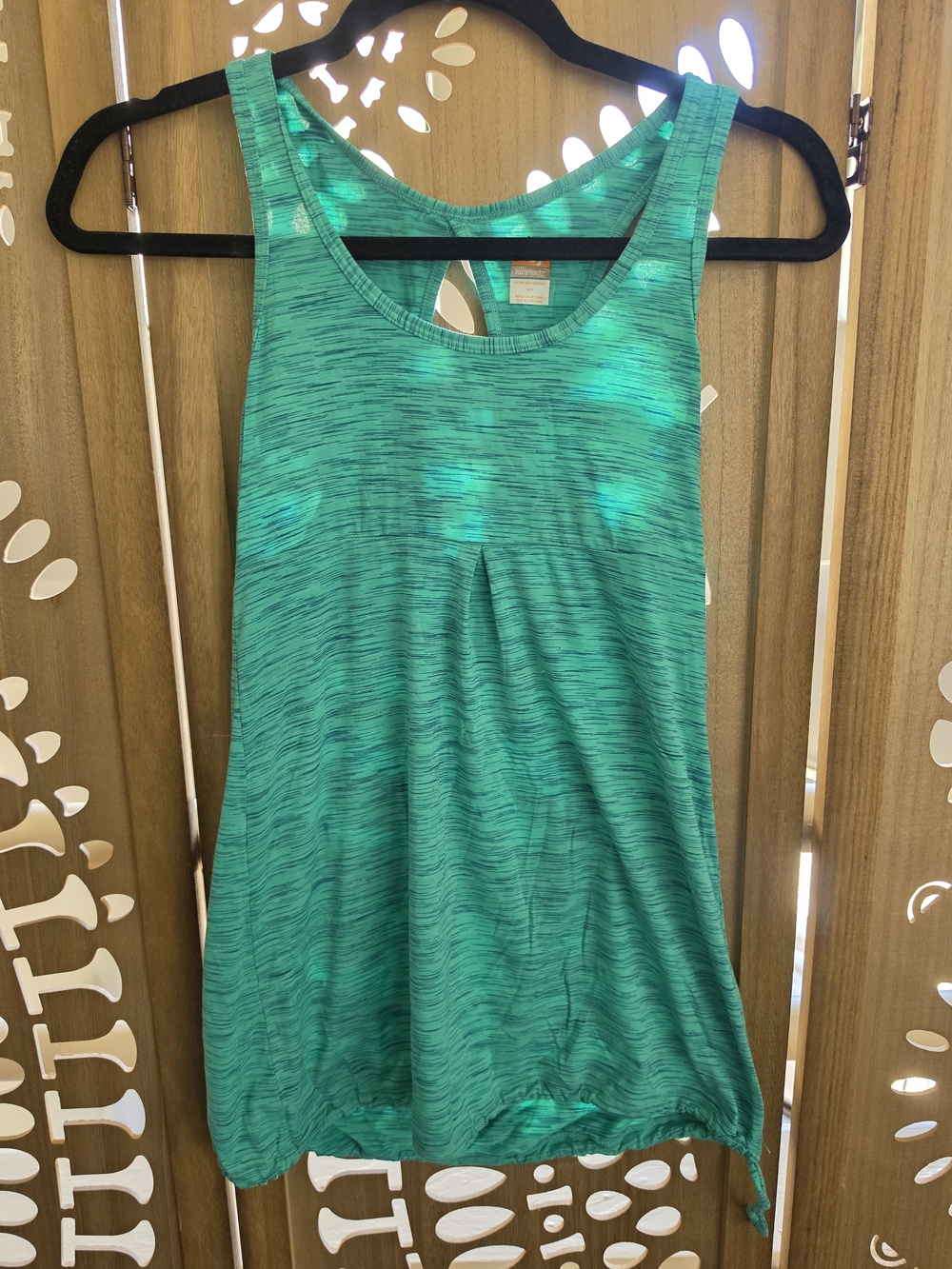 Lucy Teal Space-Dye Pleated Scoop Tank